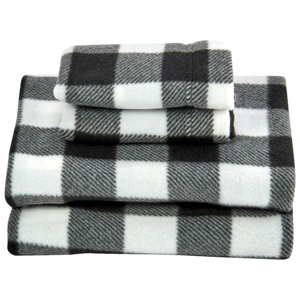 Ashley Cooper(tm) Buffalo Check Fleece Sheet Set - White - image 