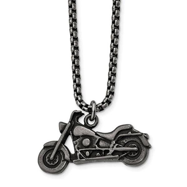 Mens Gentlemen's Classics&#40;tm&#41; Steel Antiqued Motorcycle Necklace - image 