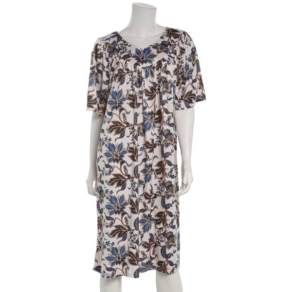 Womens Casual Time Short Sleeve Leaf Caftan Nightgown - image 