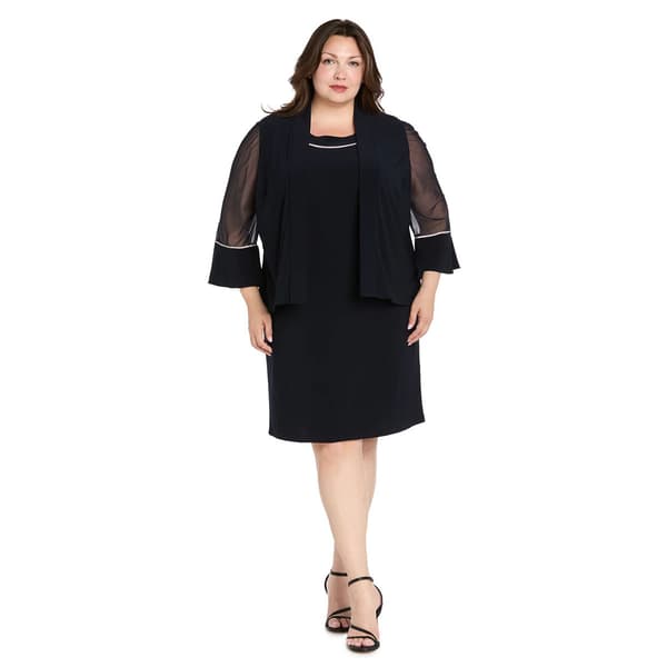 Plus Size R&M Richards Rhinestone Trim Jacket Dress - image 