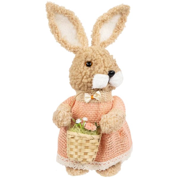 Northlight Seasonal Plush Girl Rabbit w/ Carrots Easter Figurine