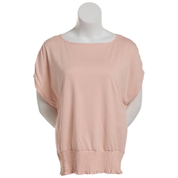 Plus Size French Laundry Short Sleeve Blouse with Smocked Hem - image 