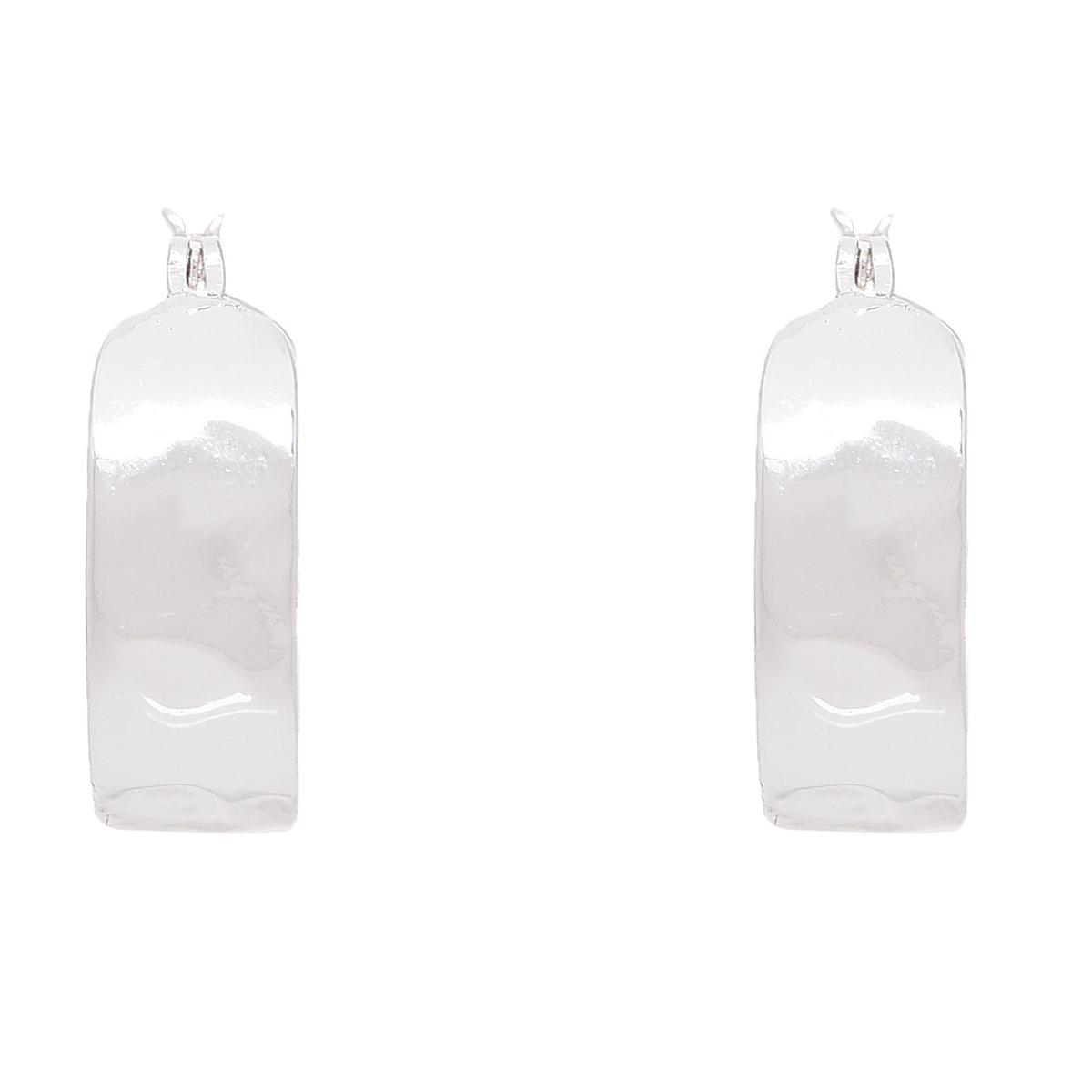 Nine West Polished Silver-Tone Wide Small Drop Earrings