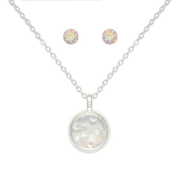 Mini April Birthstone Shaker Necklace and Stud Earring Set - image 