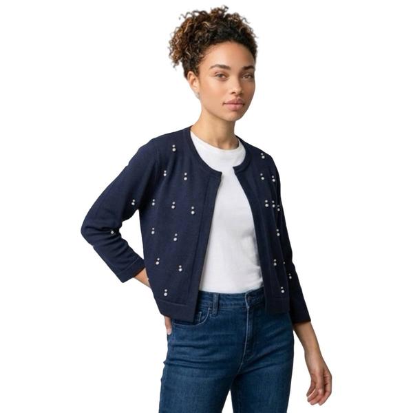 Womens Nina Leonard 3/4 Sleeve Embellished Bolero - image 
