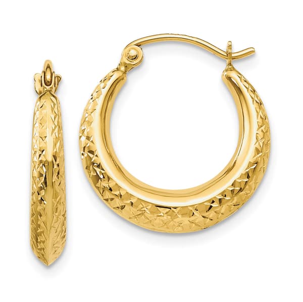 Gold Classics(tm) 14kt. Gold Textured Hollow Hoop Earrings - image 