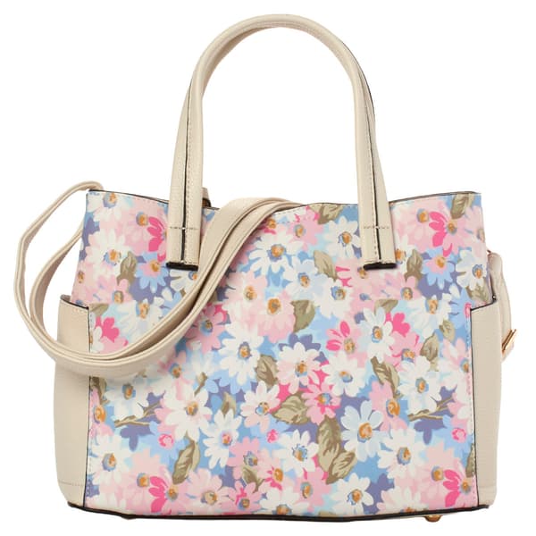 DS Fashion Triple Compartment Floral Satchel with Card Case