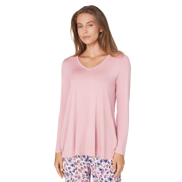 Womens HUE Long Sleeve Solid Pajama Tee