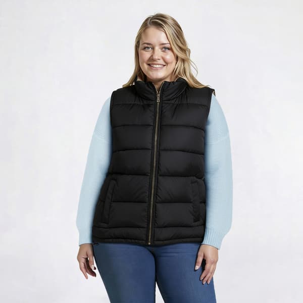 Juniors Plus Snobbish Reversible Solid Puffer Vest