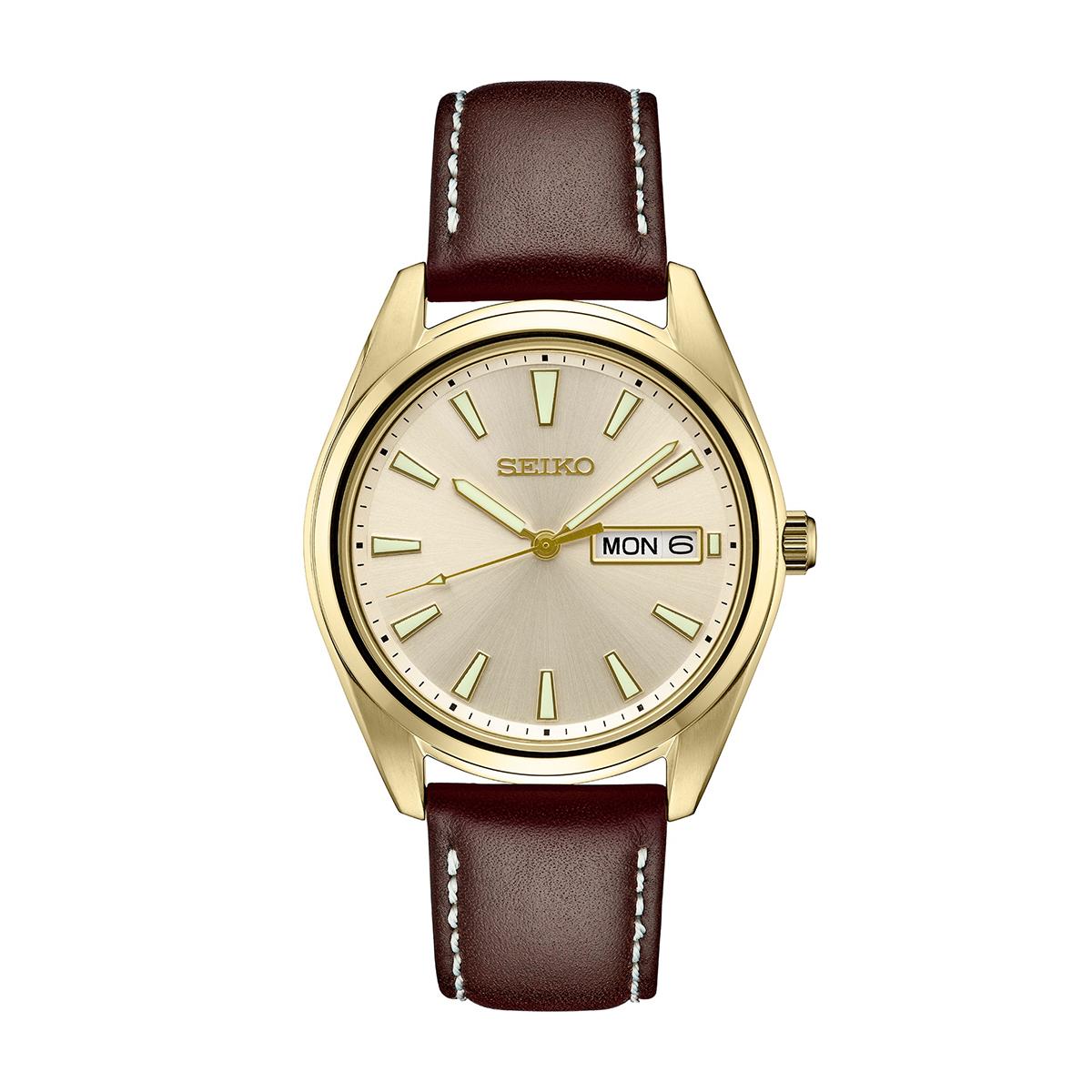 Mens Seiko Essentials Quartz Brown/Yellow Dial Watch -...