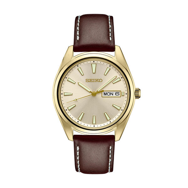 Mens Seiko Essentials Quartz Brown/Yellow Dial Watch - SUR450 - image 