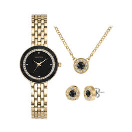 Armitron Gold Crystal Watch Set - 75-5796BKGPST