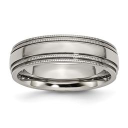 Mens Endless Affection(tm) Titanium Grooved & Beaded Edge 6mm Band