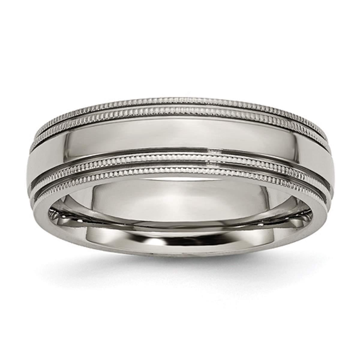 Mens Endless Affection(tm) Titanium Grooved & Beaded Edge 6mm Band