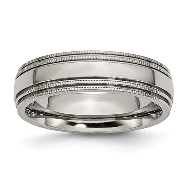 Mens Endless Affection&#40;tm&#41; Titanium Grooved & Beaded Edge 6mm Band - image 