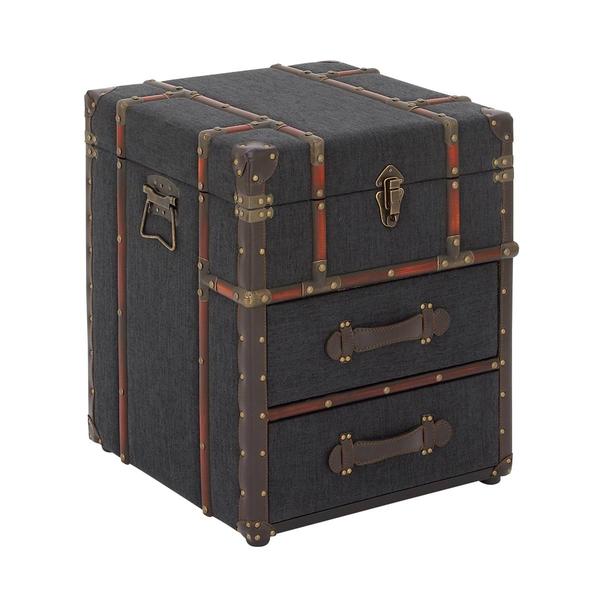 9th & Pike® Blue Wood and Linen Traditional Accent Table