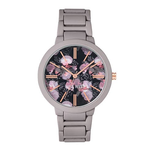 Womens Nine West Mauve Rubberized Bracelet Watch - NW-2096BKGY - image 