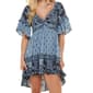 Juniors Angie Ruffle Elbow Sleeve V-Neck Mix Print High Low Dress - image 4