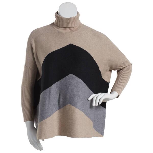 Womens Joseph A. Long Sleeve Ombre Chevron Poncho Sweater - image 
