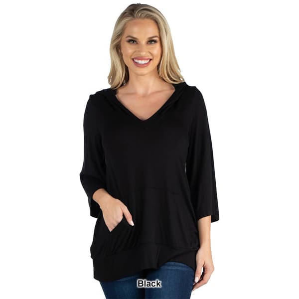 Womens 24/7 Comfort Apparel Elbow Sleeve Pocket Hoodie Top