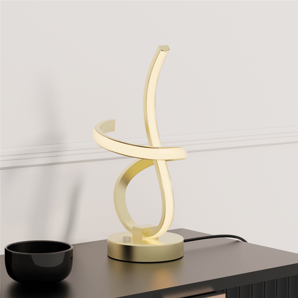 Infibrite Golden 16in. Swirl Touch Dimming LED Table Lamp