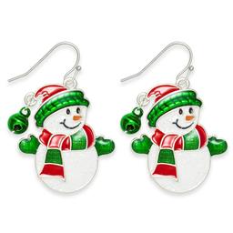 Snowman Dressed In Scarf, Hat And Gloves Fishook Earrings