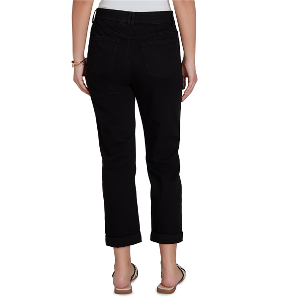 Womens Ruby Rd. Key Items Jet Black Cropped Girlfriend Jeans
