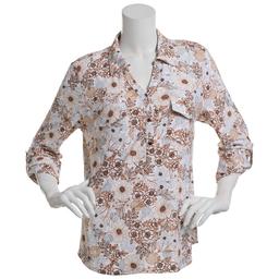 Plus Size Emily Daniels 3/4 Sleeve Floral Jacquard Blouse