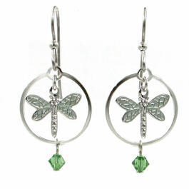Silver Forest Dragonfly in Circle Drop Earrings