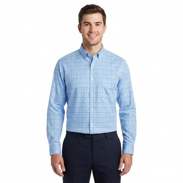 Mens Christian Aujard Plaid Regular Fit Performance Dress Shirt - image 