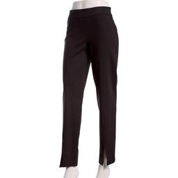 Womens Kasper Pull On Solid Straight Leg Front Hem Slit Pants