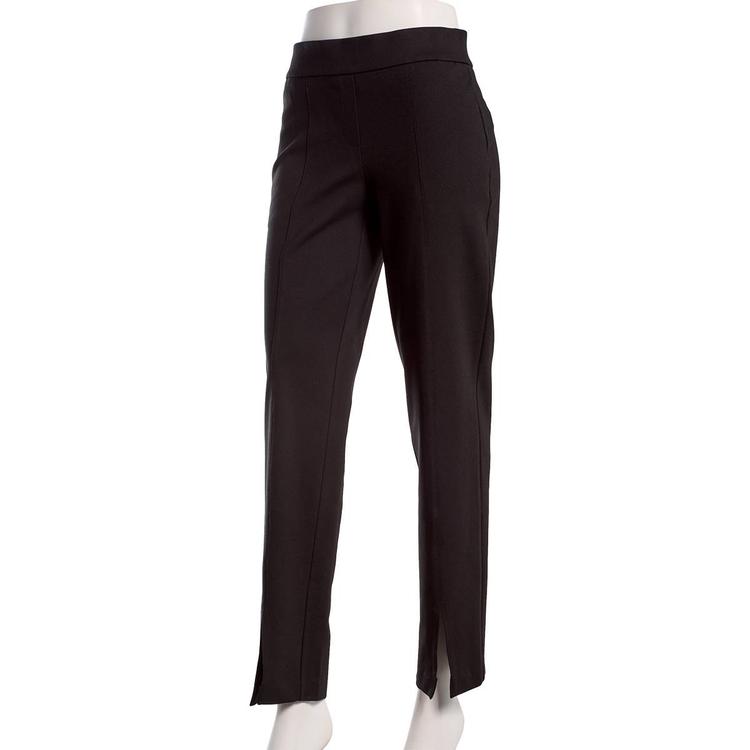 Womens Kasper Pull On Solid Straight Leg Front Hem Slit Pants