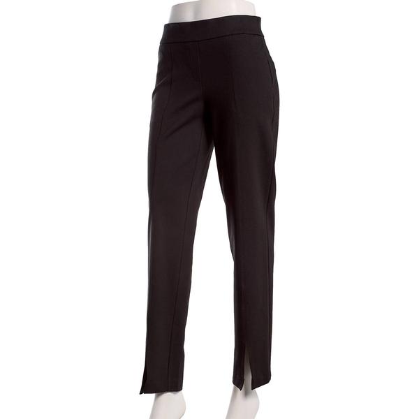 Womens Kasper Pull On Solid Straight Leg Front Hem Slit Pants - image 