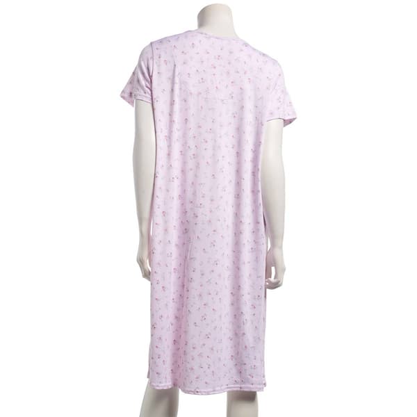 Womens Laura Ashley Ditsy Lace Trim Nightgown