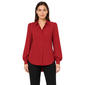 Womens Zac & Rachel Long Sleeve Solid Button Down Satin Blouse - image 1