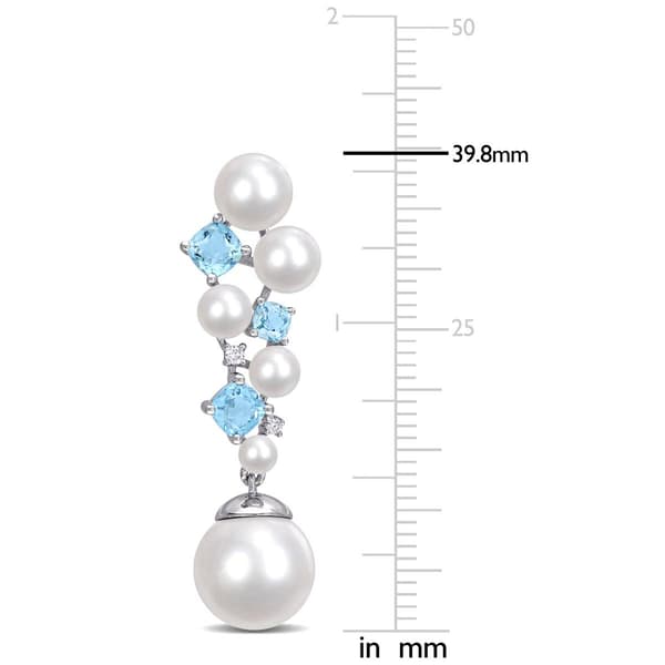 Gemstone Classics™ Topaz & Diamond Cluster Drop Earrings