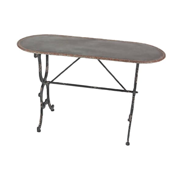 9th & Pike® Black Grey Farmhouse Metal Console Table