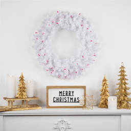 Northlight Pre-Lit Woodbury Pine Pink Lights Christmas Wreath