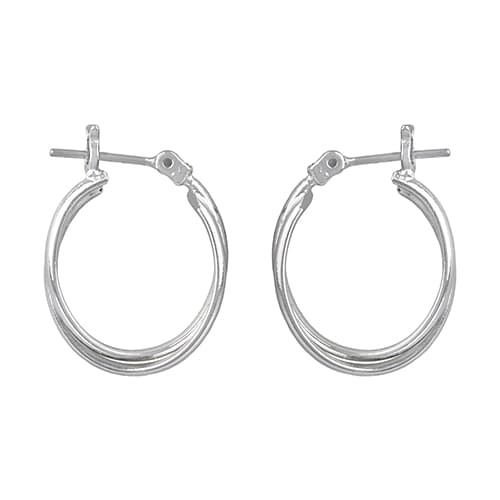 Roman Silver-Tone Double Twist Hoop Earrings - image 