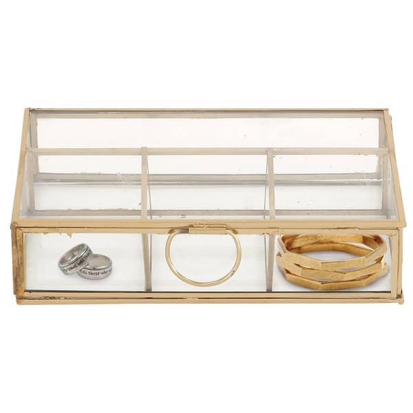 CosmoLiving by Cosmopolitan Gold Glass Jewelry Box - image 