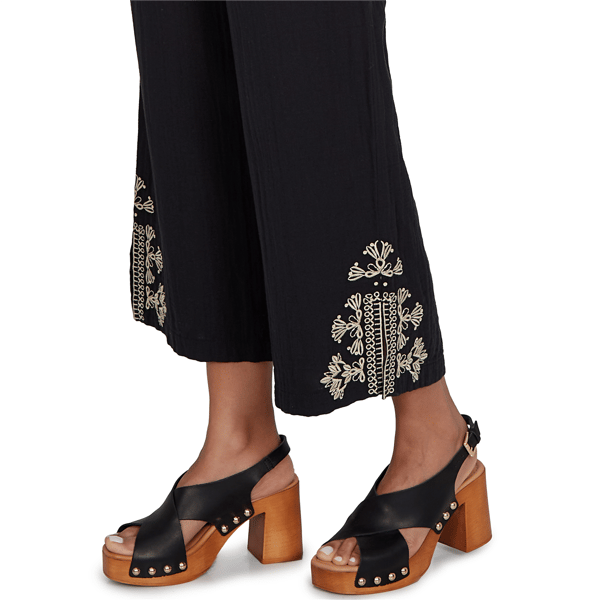 Womens Ruby Rd. Tropical Noir Embroidery Hem Wide Leg Pants