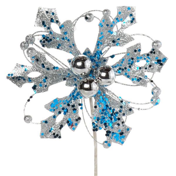 Silver Glitter Ball/Holly/Berry Pick - image 