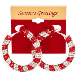 Holiday Inspired Glass Stone Hoop Earrings
