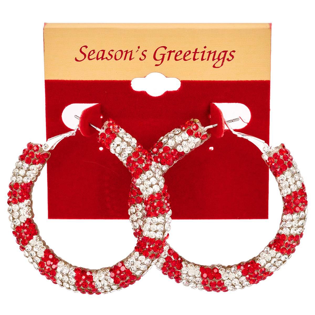 Holiday Inspired Glass Stone Hoop Earrings