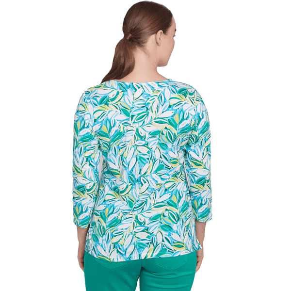 Womens Ruby Rd. Paradise Cove Tossed Leaves Embellished Tee