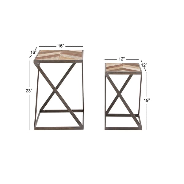 9th & Pike&#174; Geometric Metal And Wood Accent Table - Set Of 2