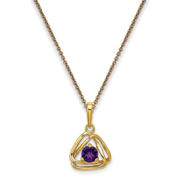 Gemstone Classics&#40;tm&#41; 14kt. Yellow Gold Amethyst Pendant Necklace - image 
