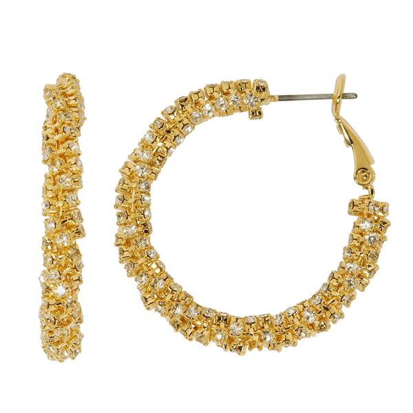 Design Collection Crystal Wrapped Hoop Earrings - image 