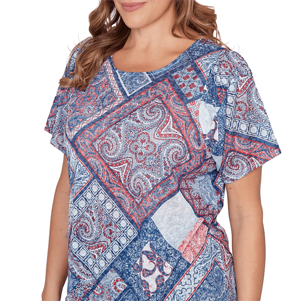 Plus Size Ruby Rd. French Riviera Short Sleeve Patchwork Tee