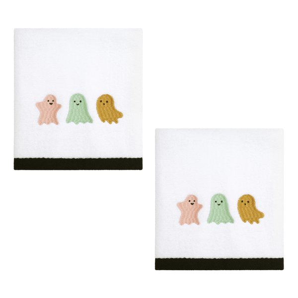 Avanti Ghost Pastel Halloween 2pk. Embroidered Hand Towels - image 